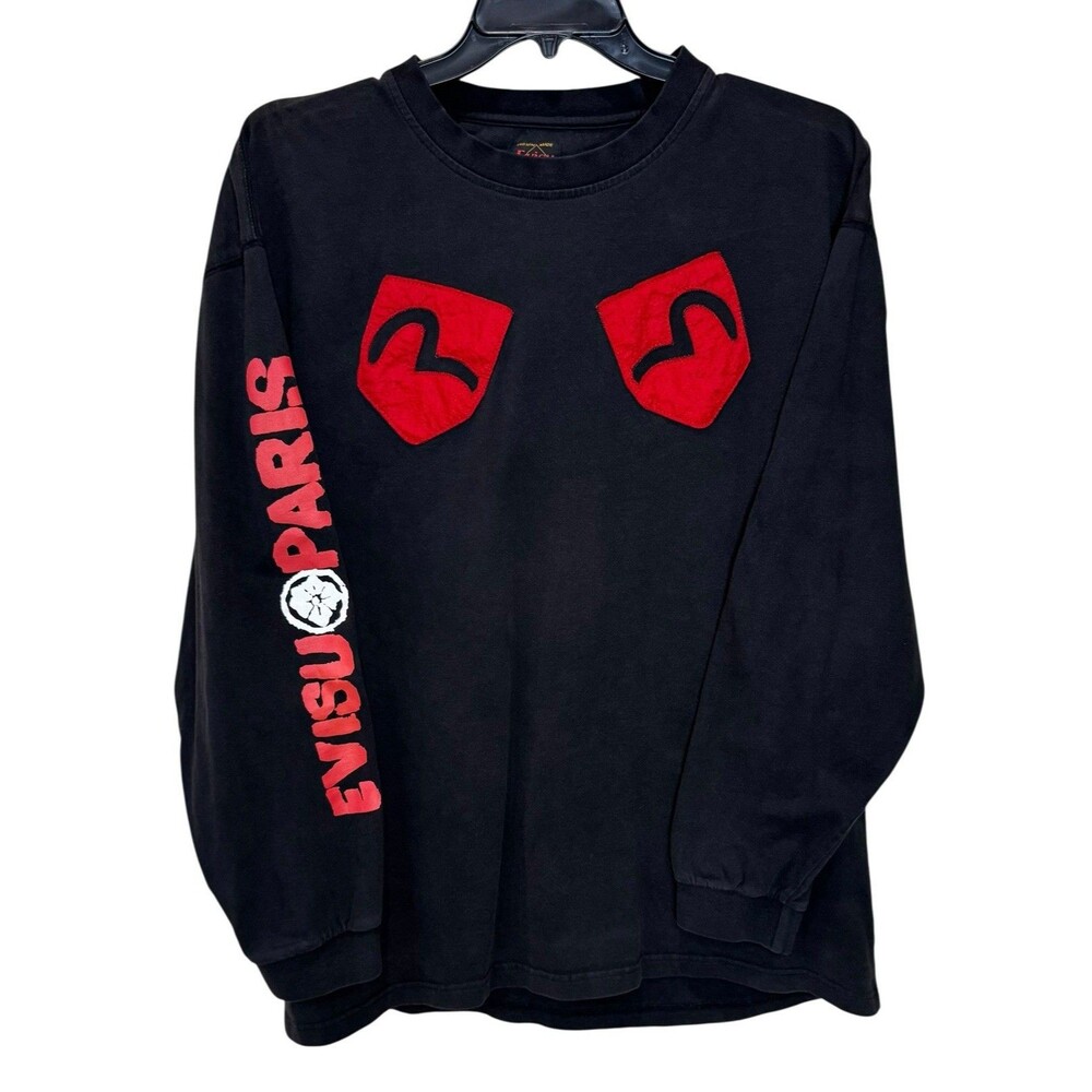 VTG Evisu Private Stock 3XL Long Sleeve Shirt Paris Ranch Black Red Felt Seagull